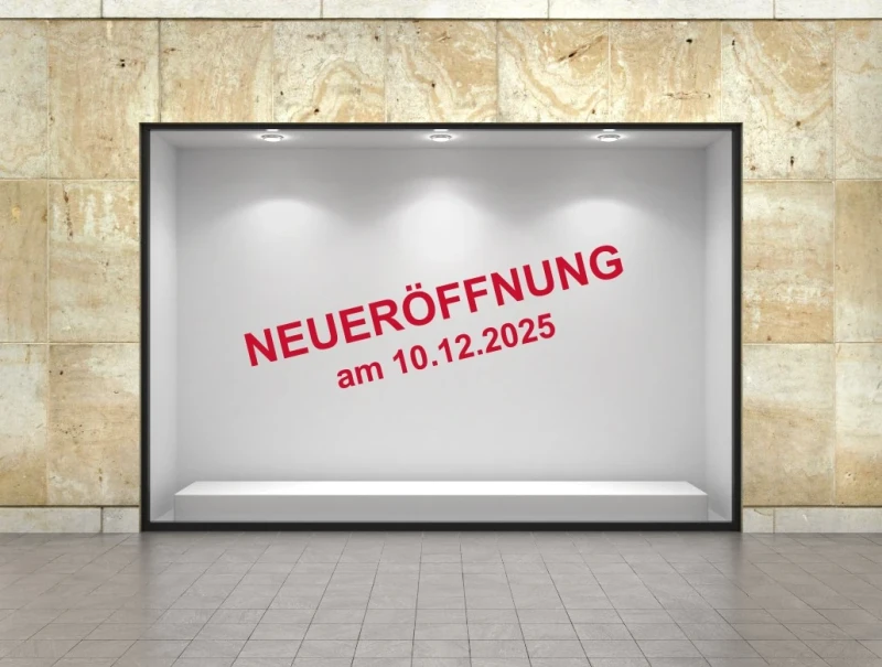 Neueröffnung Aufkleber mit Wunschdatum