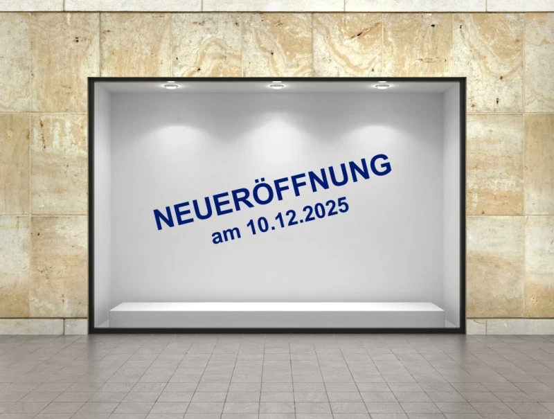 Neueröffnung Aufkleber mit Wunschdatum