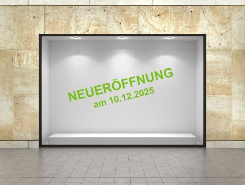 Neueröffnung Aufkleber mit Wunschdatum