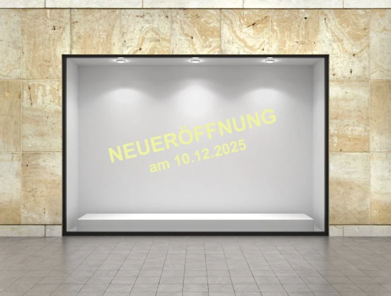 Neueröffnung Aufkleber mit Wunschdatum