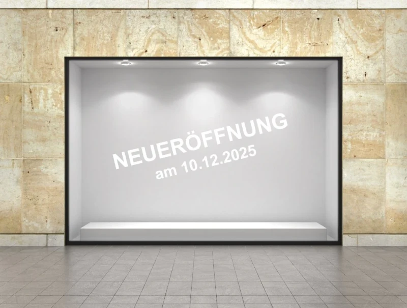 Neueröffnung Aufkleber mit Wunschdatum